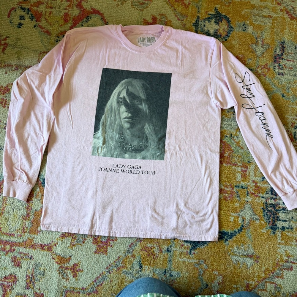 Lady Gaga Joanne World Tour Pink Long Sleeve Shirt Stay Joanne Graphic Tee L
